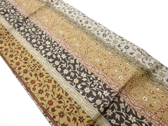 Nagoya obi woven with stripes and flowers